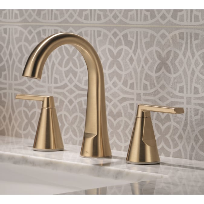 Delta Sparrow Champagne Bronze Widespread 2-Handle WaterSense Bathroom Sink Faucet with Drain