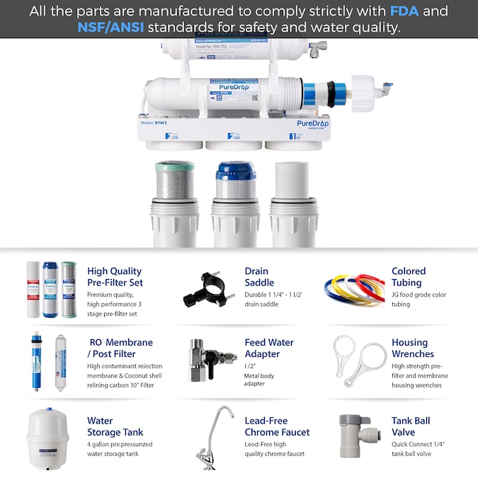 PureDrop RTW5 5 Stage RO Water System 5-stage Multi-method Reverse Osmosis Filtration System - Image 5