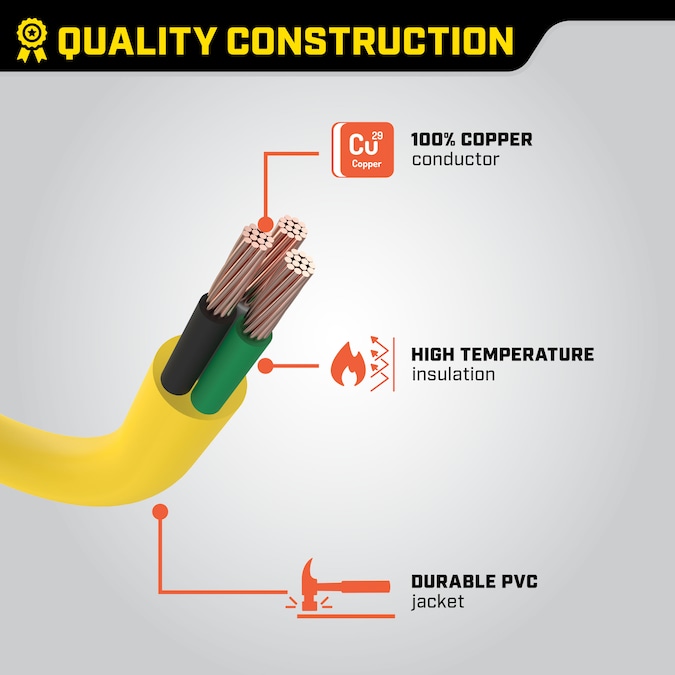 Champion Power Equipment 30-Amp RV Generator 30-ft/1 3 Prong Yellow Outdoor Heavy Duty Locking ExtenSion Cord - Image 5