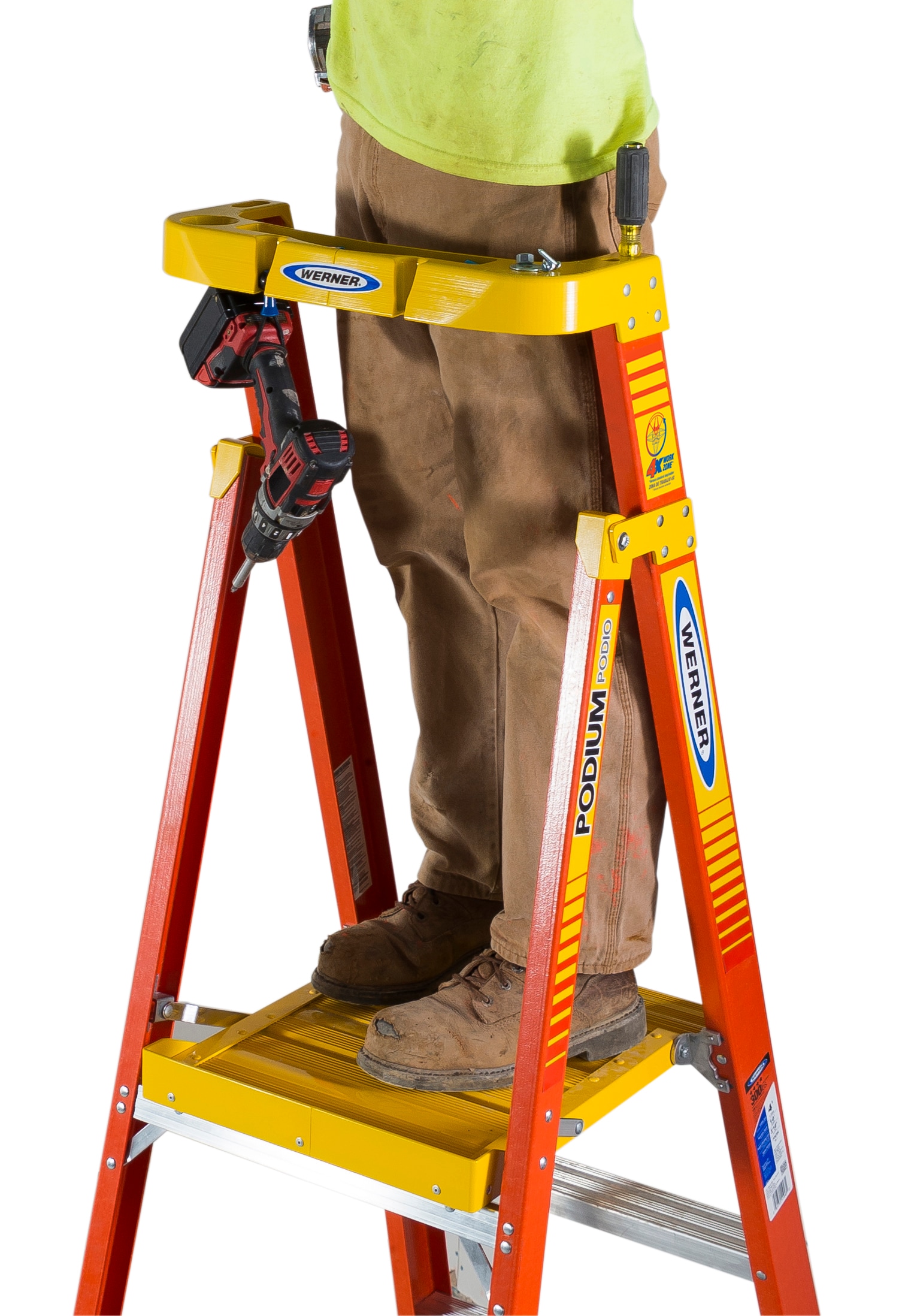 PD6200 3-ft ( 9-ft Reach Height ) Fiberglass Type 1A - 300 lbs. Load Capacity Platform ladder - Image 4