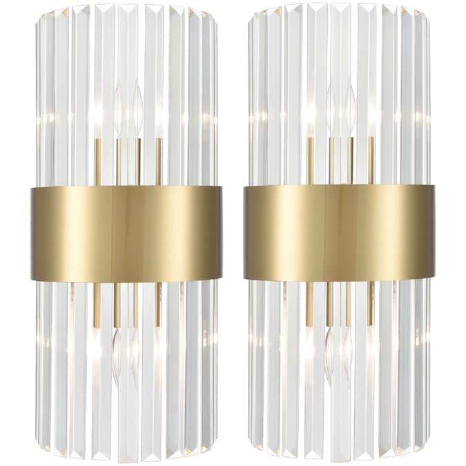Claxy Glass Light 7.9-in W 2-Light Brushed Gold Modern/Contemporary Incandescent Wall Sconce