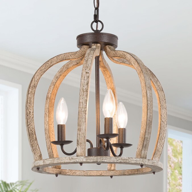 LNC Quaint 3-Light Distressed Bronze Farmhouse LED Dry rated Chandelier