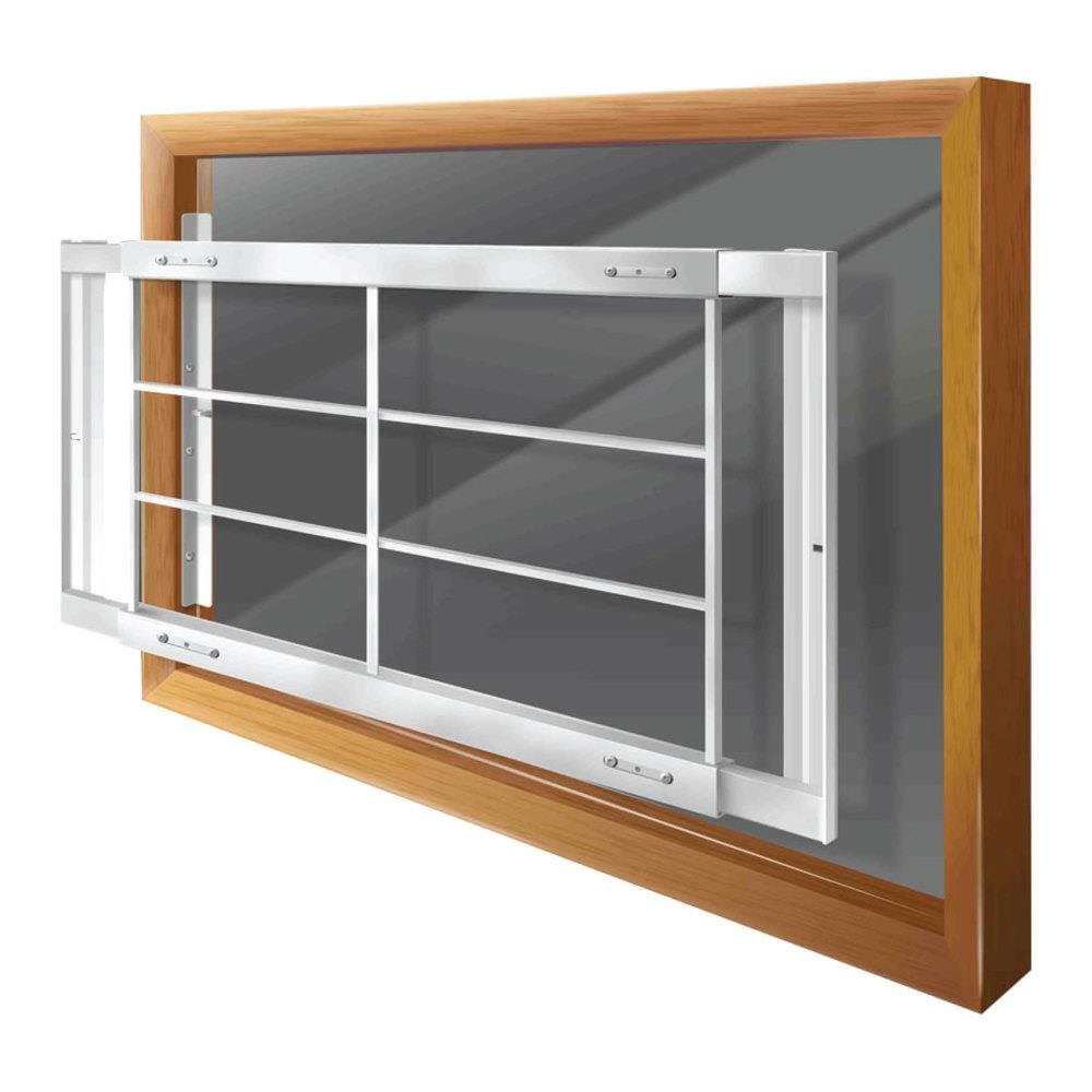 D 62-Inches x 21-Inches White Steel Removable Window Security Bar