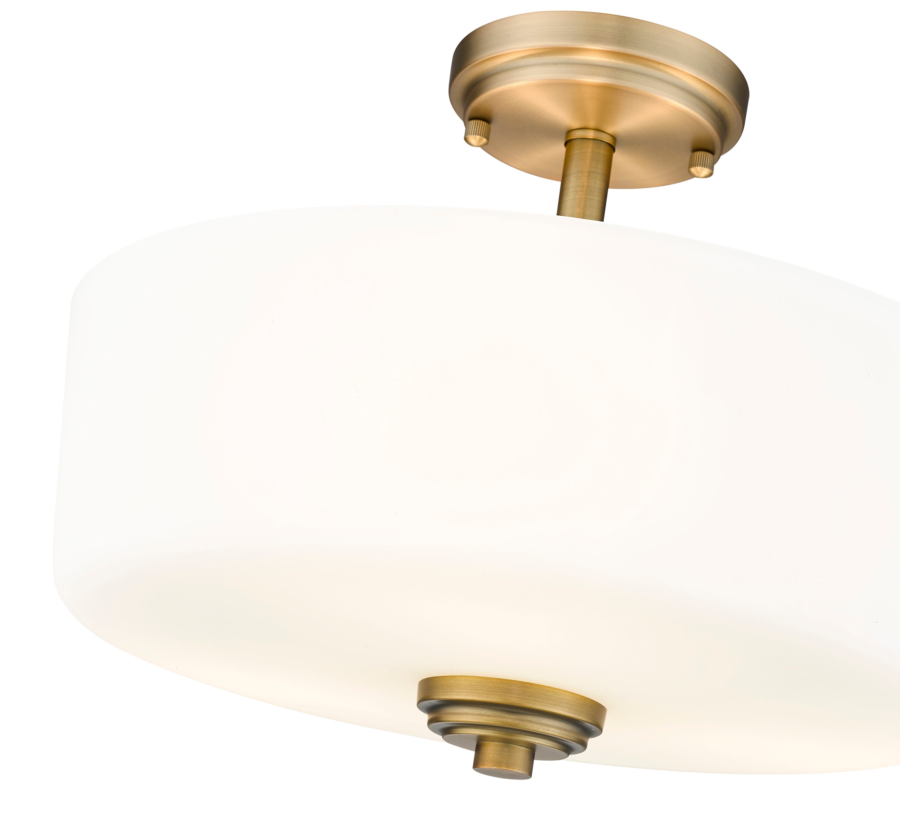 Arlington 3 -Light 14.75-in Satin Brass Semi Flush Mount Light - Image 4