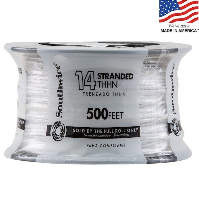 Southwire 500-ft 14-AWG White Stranded Copper Thhn Wire (By-the-roll)