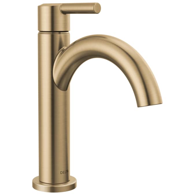 Delta Nicoli Champagne Bronze Single Hole 1-Handle WaterSense Bathroom Sink Faucet with Drain and Deck Plate