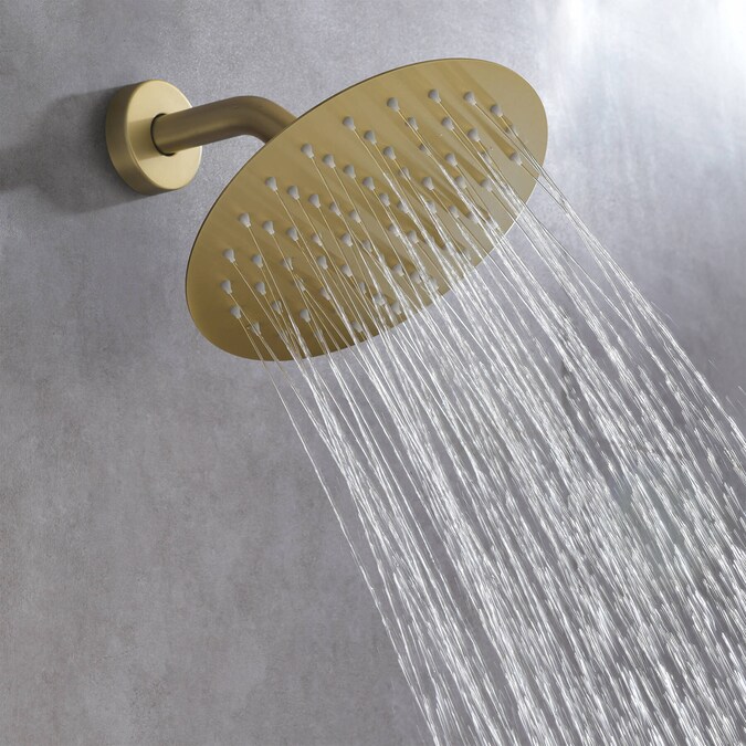 WELLFOR 8-Inch Shower System Brushed Gold 1-handle Single Function Round Shower Faucet Valve Included - Image 7