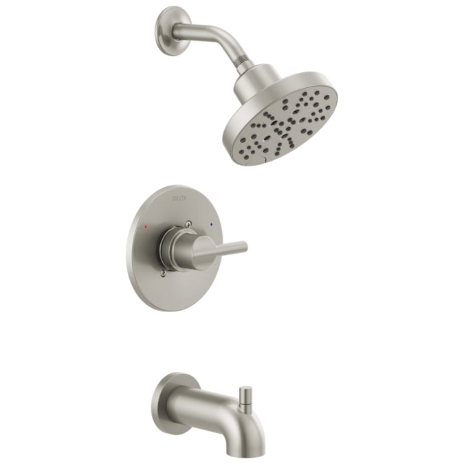 Delta Nicoli Stainless 1-handle Multi-function Round Bathtub and Shower Faucet Valve Included