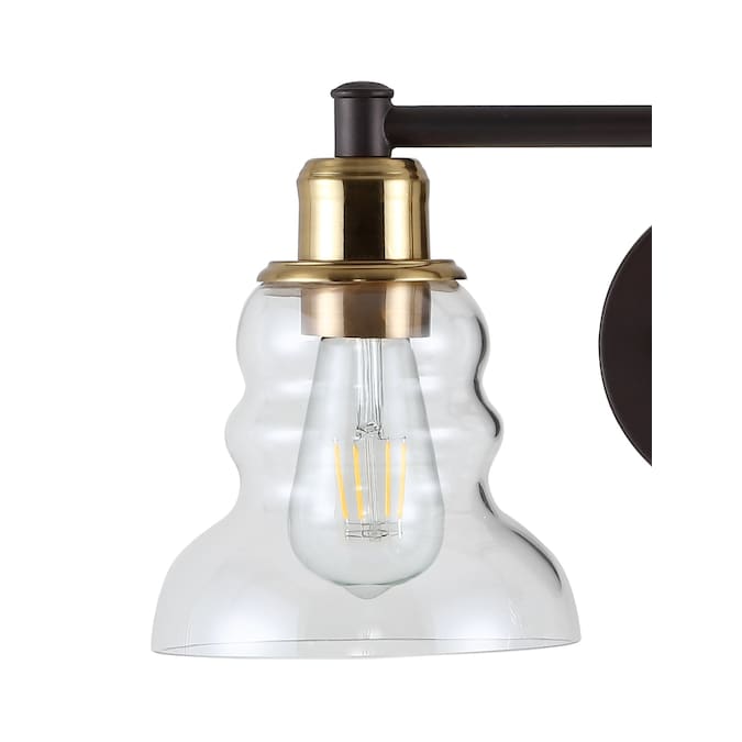 JONATHAN Y Manhattan Vintage Metal/Glass Industrial Rustic 25.5-in 3-Light Satin Gold LED Farmhouse Vanity Light - Image 9