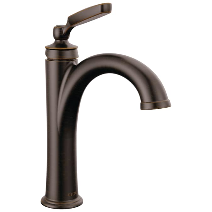 Delta Woodhurst Venetian Bronze Single Hole 1-Handle WaterSense Bathroom Sink Faucet with Drain and Deck Plate