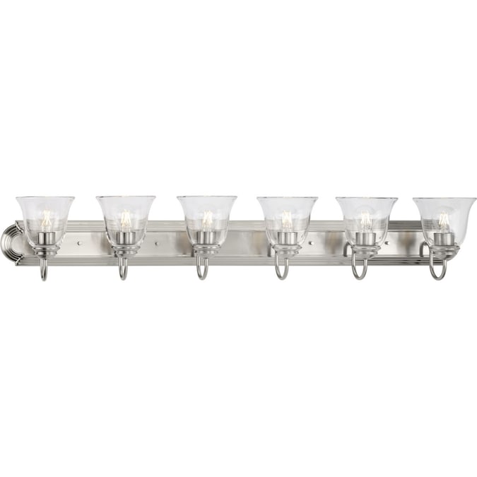 Progress Lighting Clear Glass 48-in 6-Light Brushed Nickel Transitional Vanity Light