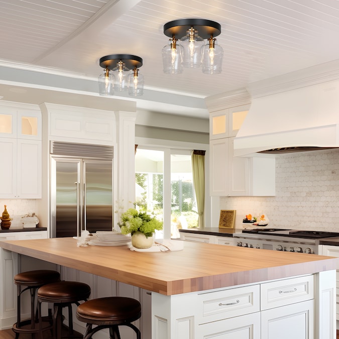 ZEVNI Yuba 3-Light Matte Black LED Semi Flush Mount Light - Image 3