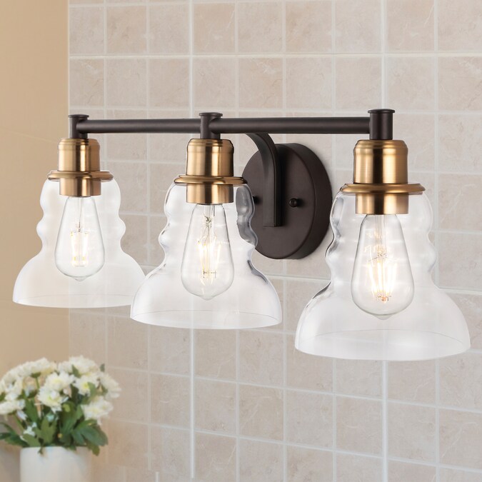 JONATHAN Y Manhattan Vintage Metal/Glass Industrial Rustic 25.5-in 3-Light Satin Gold LED Farmhouse Vanity Light - Image 12