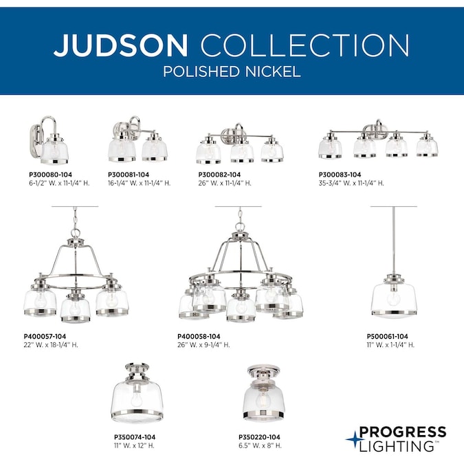 Progress Lighting Judson 26-in 3-Light Polished Nickel Farmhouse Vanity Light - Image 11