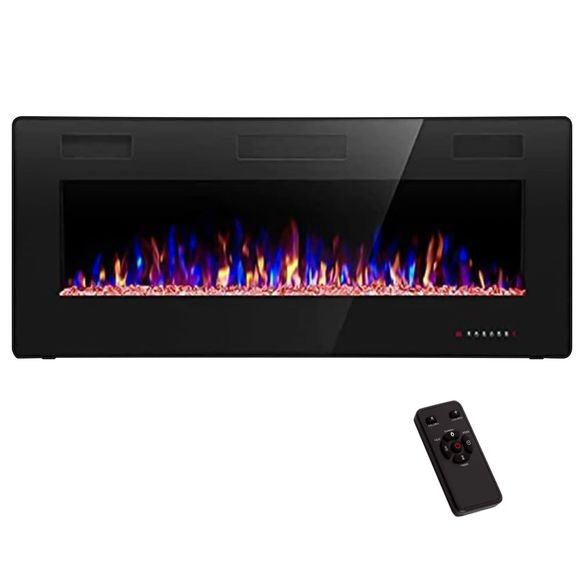 42-Inches W Black Wall mount LED Wall-mount Electric Fireplace with Remote Control Included
