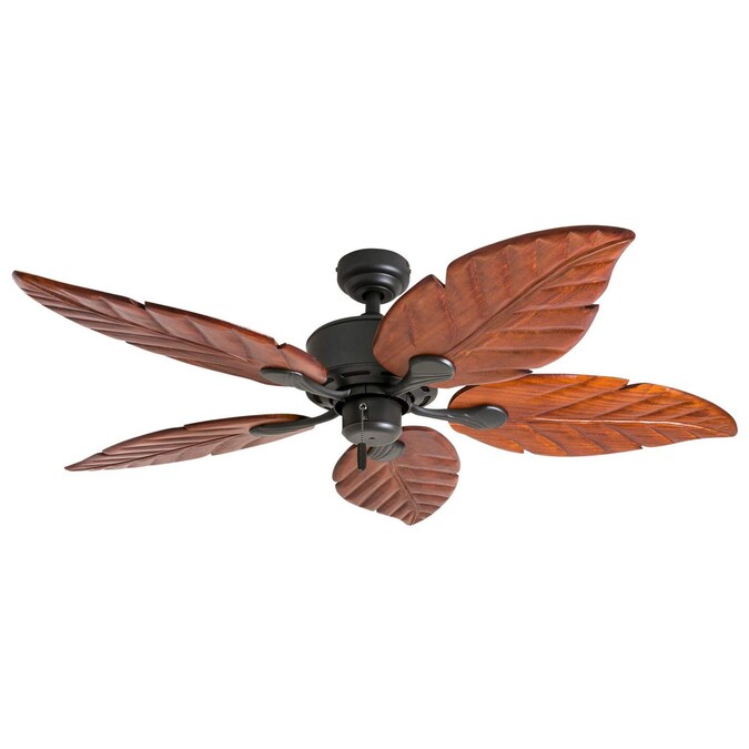 Honeywell Willow View 52-in Bronze with Dark Cherry Carved Wood Blades Indoor Downrod or Flush Mount Ceiling Fan Light Kit Compatible (5-Blade) - Image 5