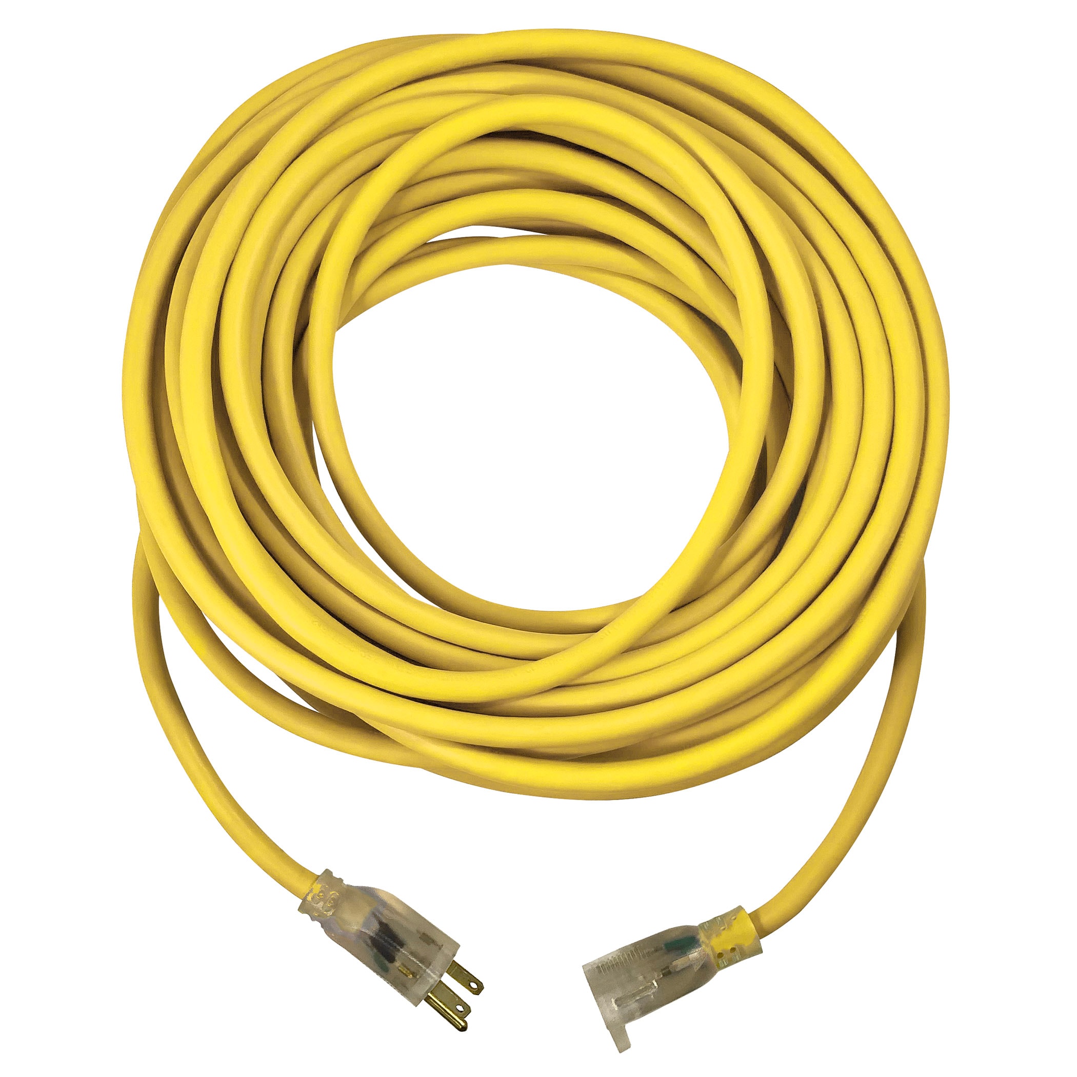 12 gauge Heavy Duty Yellow Extension Cords with Lighted Plugs 100-ft 12 / 3 3 Prong Yellow Outdoor SJTW Heavy Duty Lighted Extension Cord