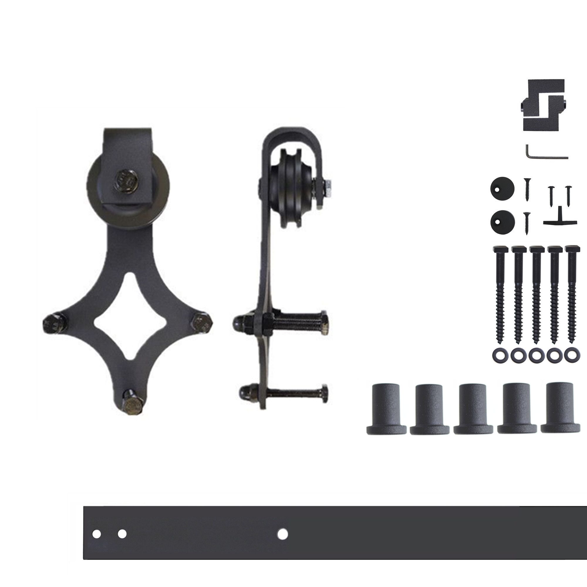 84-in Rustic black Black Indoor Diamond Single Barn door hardware kit