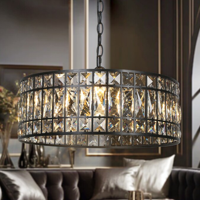 LNC Ballet 3-Light Matte Black Modern/Contemporary LED Dry rated Chandelier