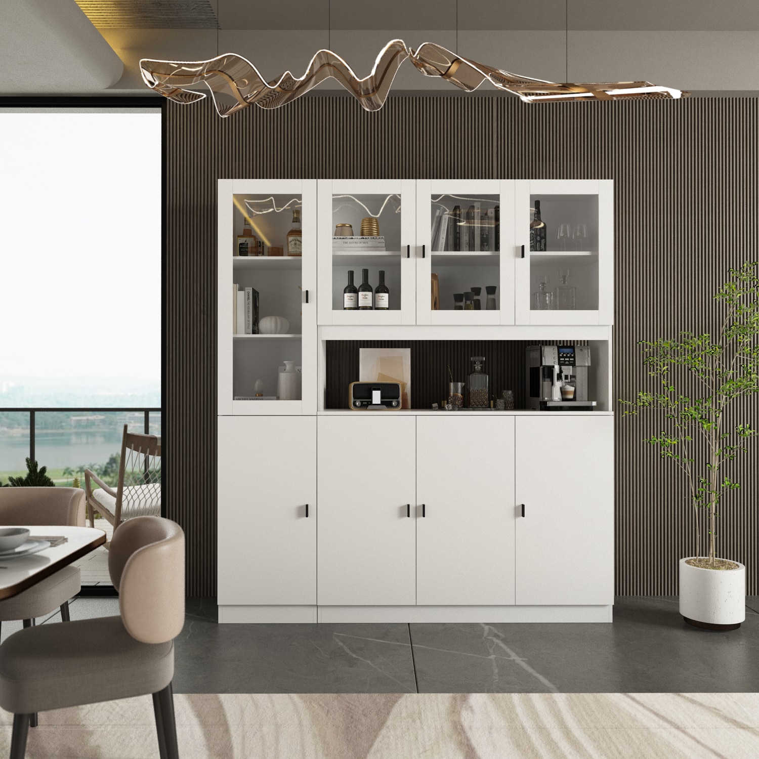 62.3-Inches W x 70.9-Inches H MDF White Freestanding Utility Storage Cabinet