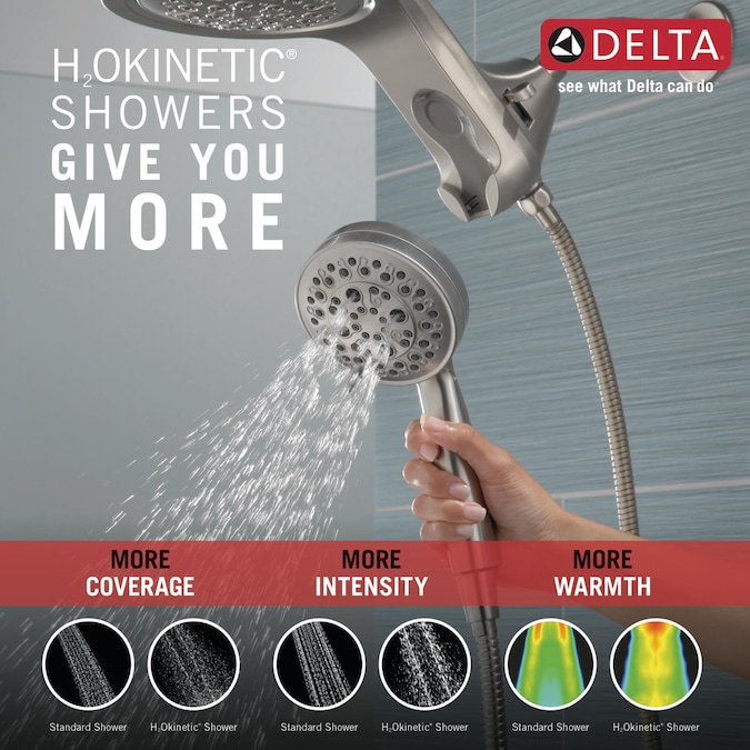 Delta HydroRain H2Okinetic Lumicoat Stainless 7.875-in Round Dual/Combo Rain Shower Head 2.5-GPM (9.5-LPM) - Image 5