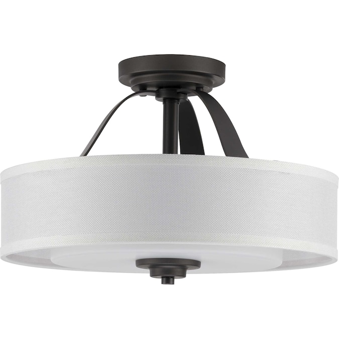 Progress Lighting Kene 2-Light Black Semi Flush Mount Light