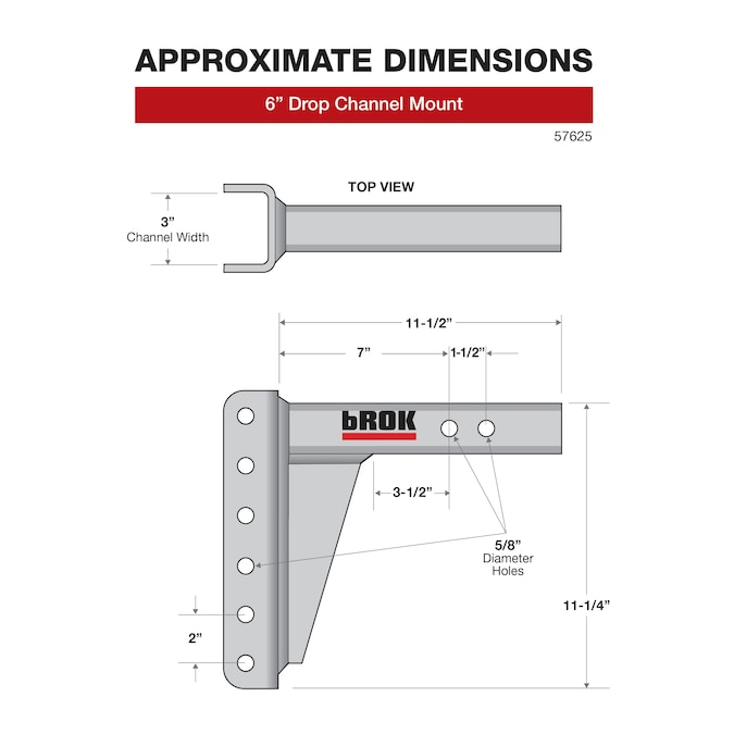 bROK Channel Mount 6-in Drop 2-1/2-in Solid Shank 22K-Lbs - Image 5