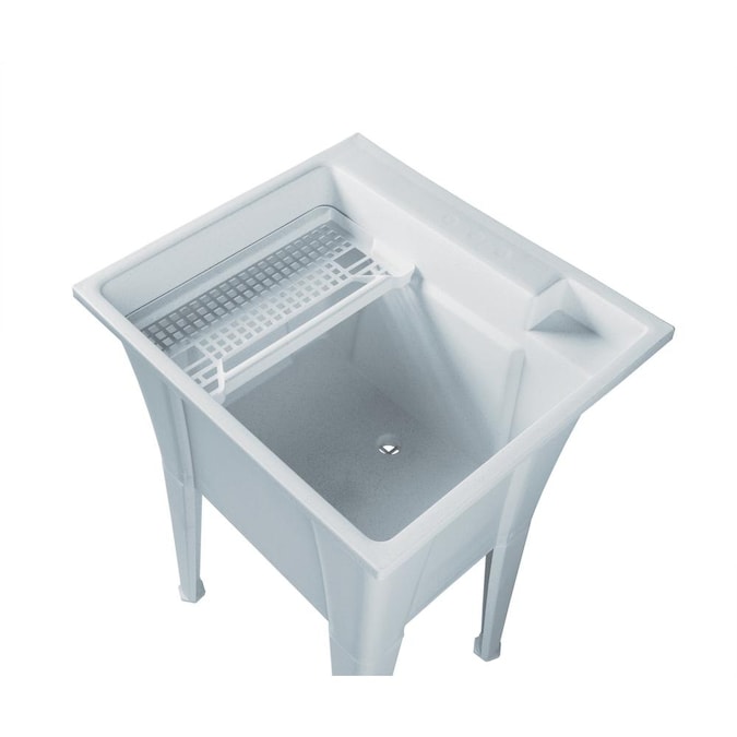 RuggedTub 24.25-in x 22-in 1-Basin White with Gray Speckles Freestanding Utility Tub - Image 2