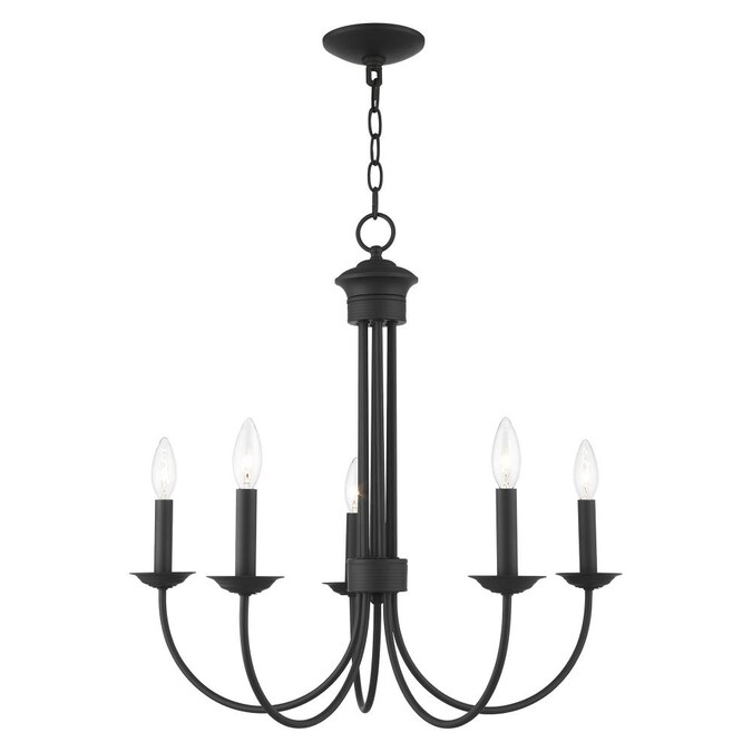 Livex Lighting Estate 5-Light Matte Black Traditional Damp Rated Chandelier