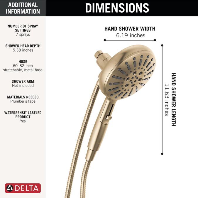 Delta SureDock Magnetic Lumicoat Champagne Bronze 6.19-in Round Handheld Shower Head 1.75-GPM (6.6-LPM) - Image 3