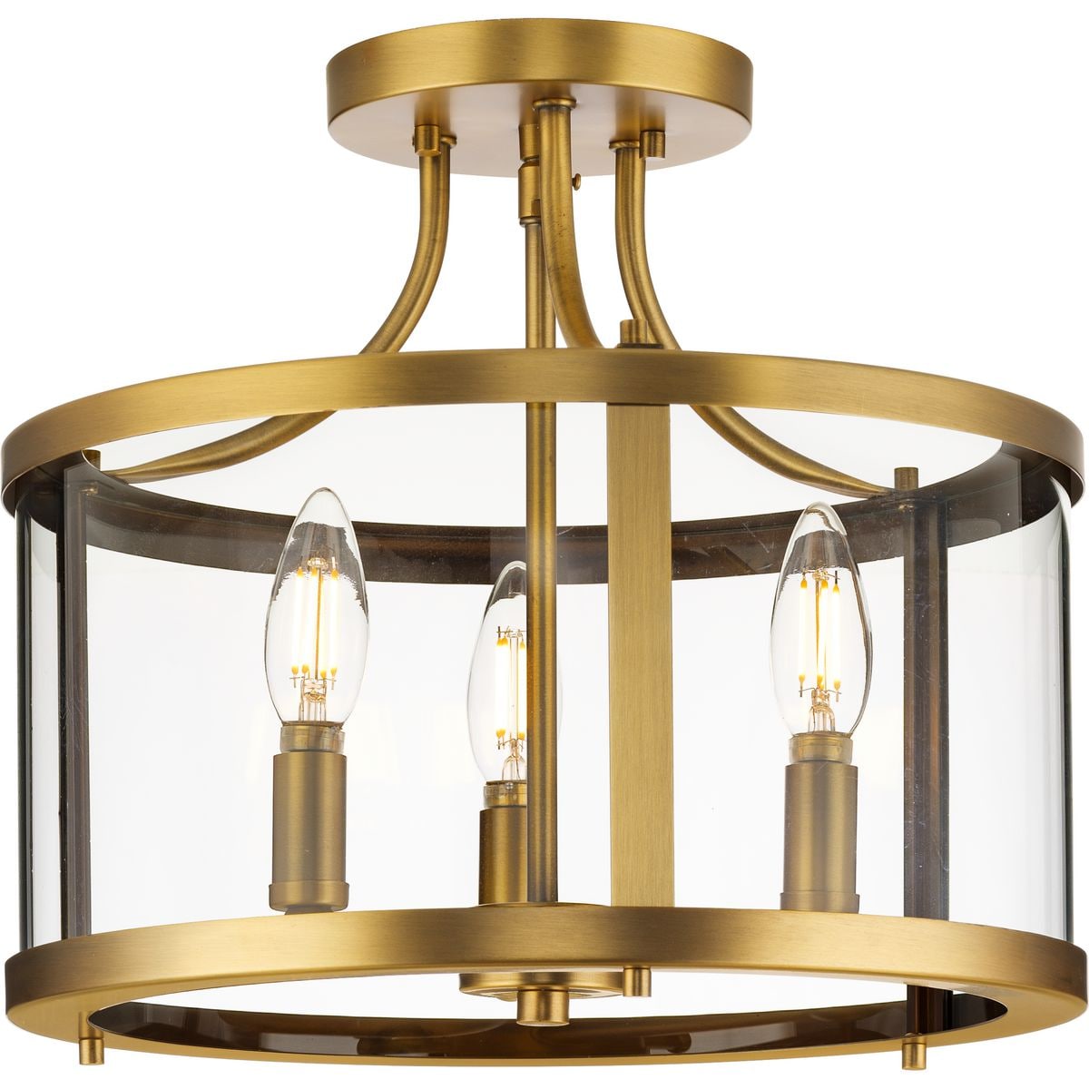 Gilliam 3 -Light 13-in Brass Semi Flush Mount Light
