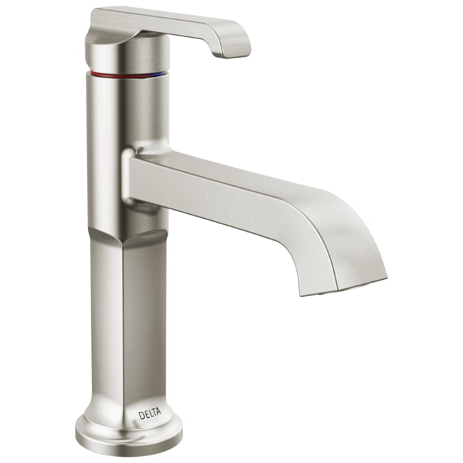 Delta Tetra Lumicoat Stainless Single Hole 1-Handle WaterSense Bathroom Sink Faucet with Drain
