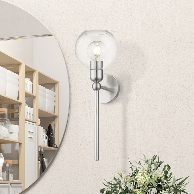 Livex Lighting Downtown 6.5-in W 1-Light Brushed Nickel Industrial Incandescent Wall Sconce - Image 10