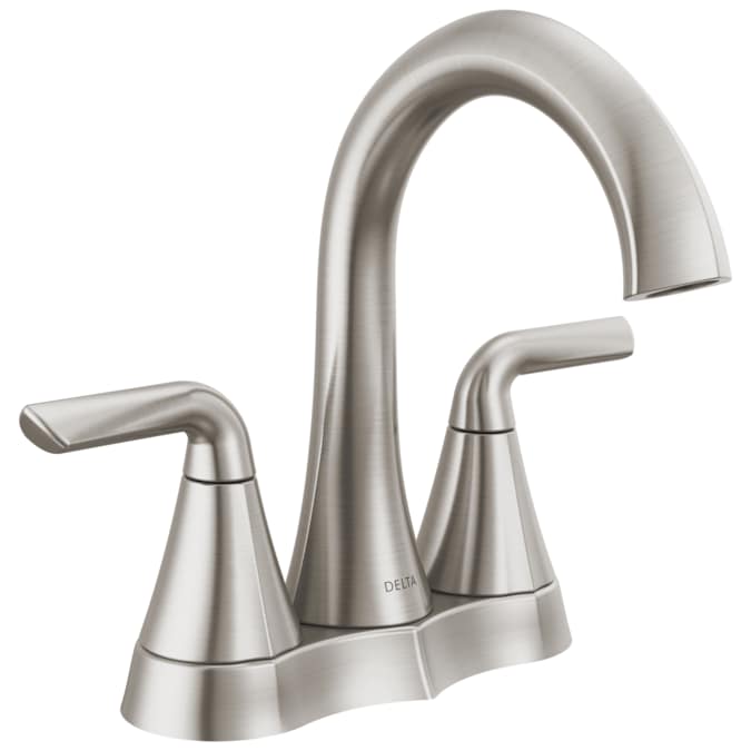 Delta Eldren Spotshield Brushed Nickel 4-in centerset 2-Handle WaterSense Bathroom Sink Faucet with Drain