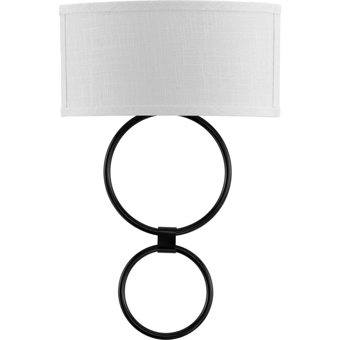 Progress Lighting LED Shaded Sconce 14-in W 1-Light Matte Black Mid-century LED Wall Sconce ENERGY STAR