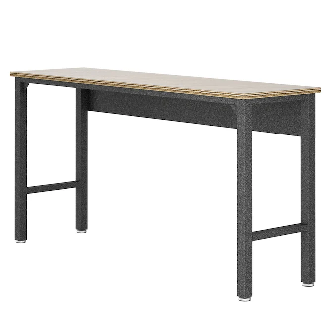 Manhattan Comfort 72.4-in L x 37.6-in H Natural Wood and Steel Wood Work Bench