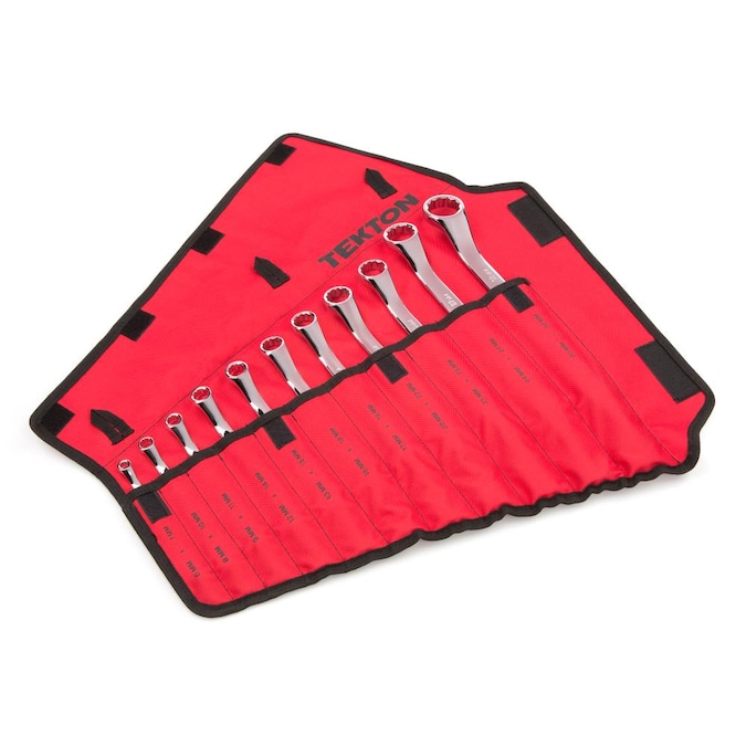 TEKTON 11-Piece Set Metric Offset Combination Wrench Includes Soft Case