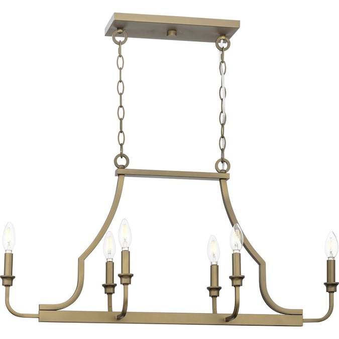 Progress Lighting Myerly 6-Light Weathered Brass Modern/Contemporary Linear Large Hanging Kitchen Island Light