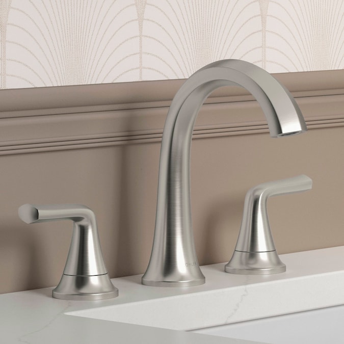 ER Desette Brushed Nickel Widespread 2-Handle WaterSense Bathroom Sink Faucet with Drain