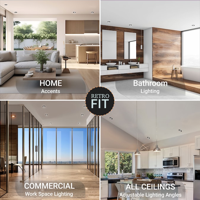 NUWATT 2700K-5000K Gimbal Retrofit 4-in Black 4-in 750-Lumen Switchable Round Dimmable LED Canned Wet Rated Recessed Downlight (6-Pack) - Image 9