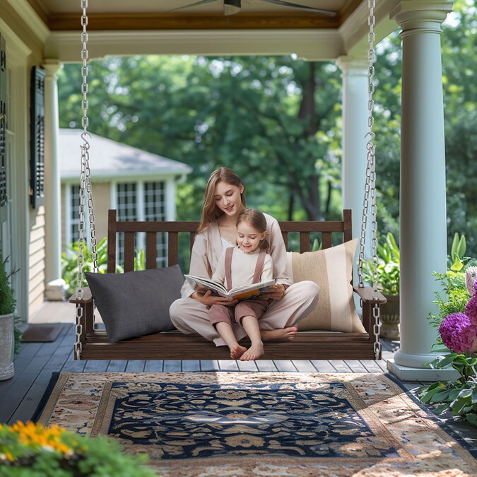 VEIKOUS 4 FT 2-person Rustic Wood Outdoor Swing - Image 10