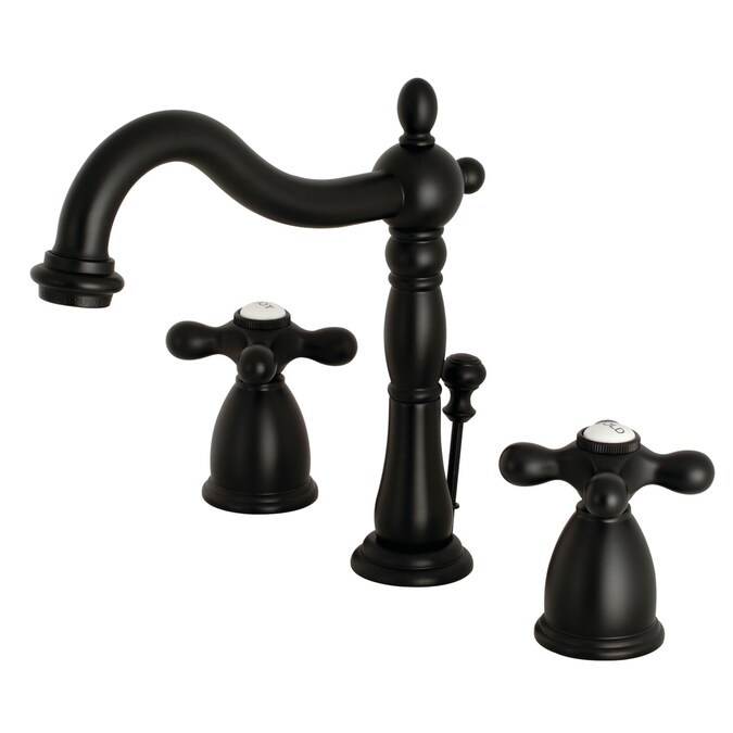 Kingston Brass Georgian Matte Black Widespread 2-Handle Bathroom Sink Faucet with Drain