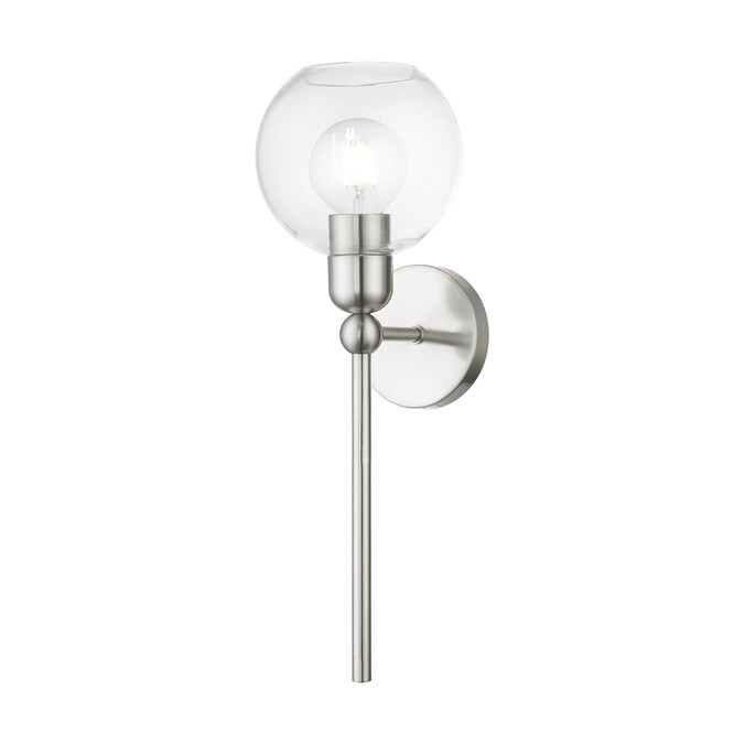Livex Lighting Downtown 6.5-in W 1-Light Brushed Nickel Industrial Incandescent Wall Sconce
