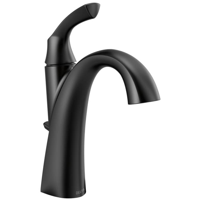 Delta Sandover Matte Black Single Hole 1-Handle WaterSense Bathroom Sink Faucet with Drain and Deck Plate