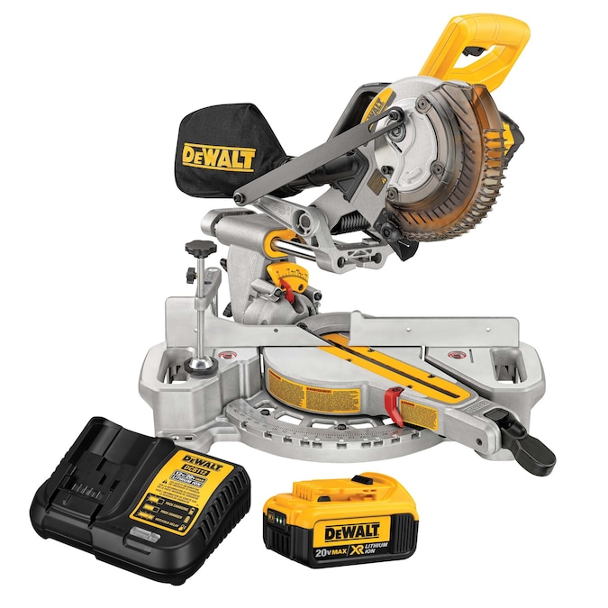 DEWALT 7-1/4-in 20-volt Max Single Bevel Sliding Compound Cordless Miter Saw (Battery and Charger Included)