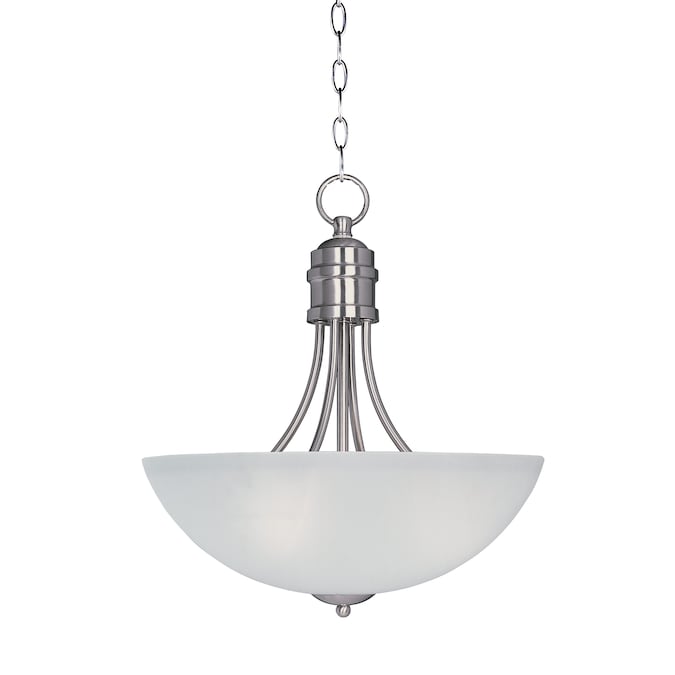 Maxim Lighting Logan 3-Light Satin Nickel Modern/Contemporary Frosted Glass Bowl Medium Hanging Pendant Light