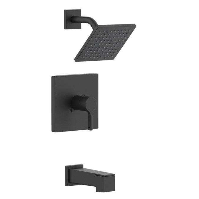 Origin 21 Veda Matte Black 1-handle Single Function Square Bathtub and Shower Faucet Valve Included