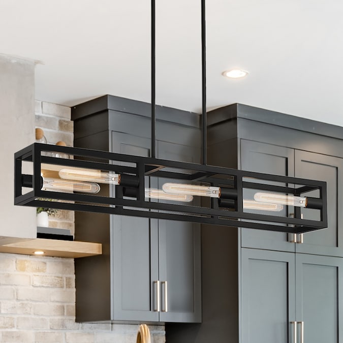 Designers Fountain Urban Oasis 6-Light Matte Black Modern/Contemporary Linear Large Hanging Kitchen Island Light