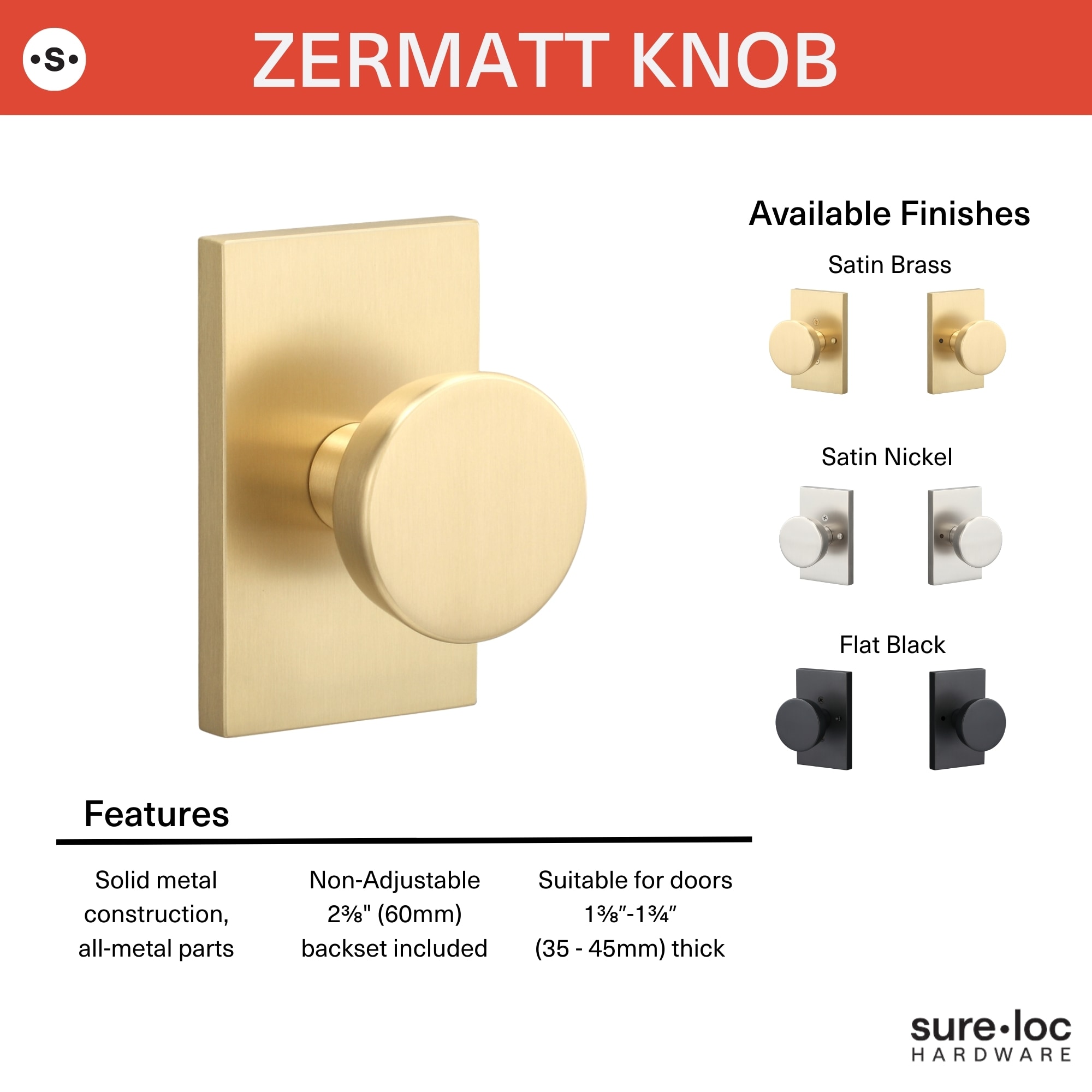 Satin Brass Interior Privacy door knob Single pack - Image 4