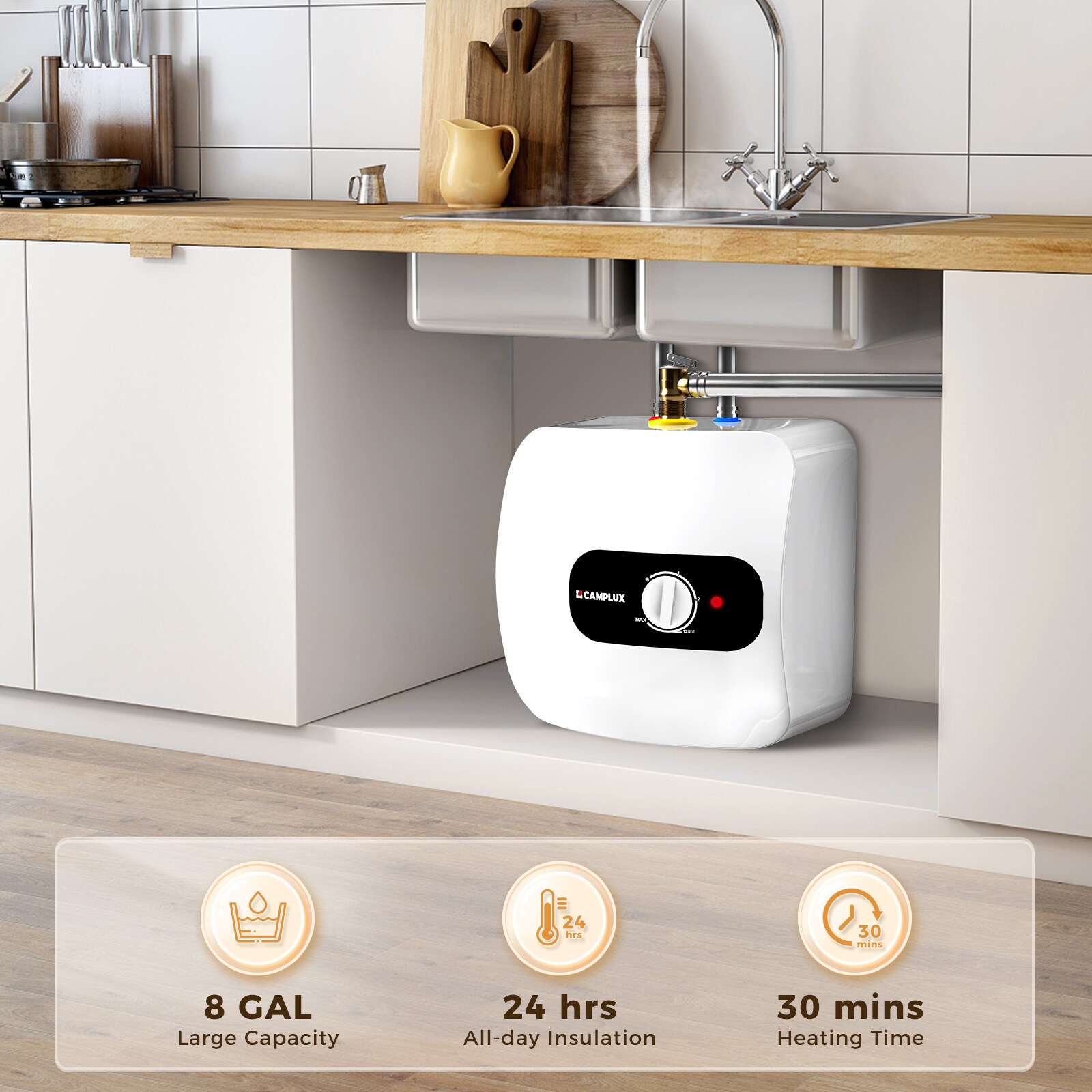 8-Gallon Electric Tank Water Heater - Image 2